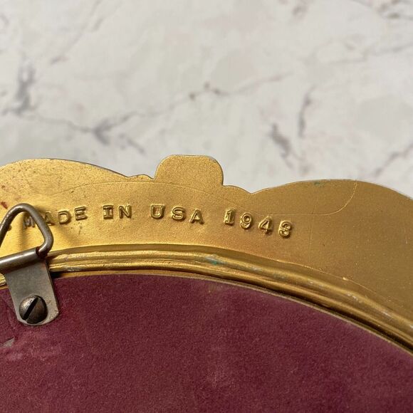 Vintage Syroco Gold Plastic Frame Carved Decorative Vanity Wall Mirror - 12.5 in - Picture 6 of 13